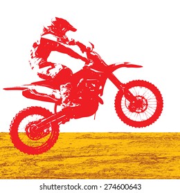 Rider participates motocross championship.  Vector illustration.