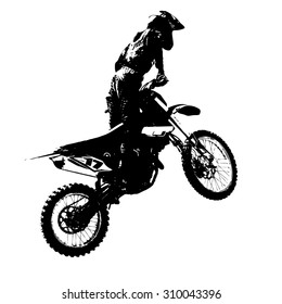 Rider participates motocross championship.  Vector illustration.
