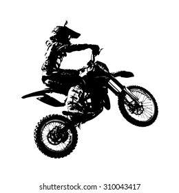 Rider participates motocross championship.  Vector illustration.