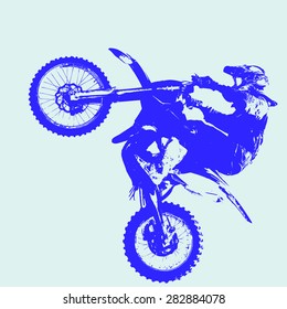 Rider participates motocross.  Vector illustration.