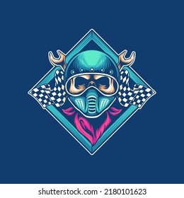 Rider With Retro Helmet Illustration For Merchandise