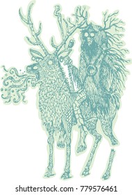 rider rides on a deer