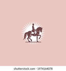 Rider riding a dressage horse icon logo