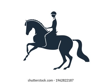 Rider riding horse outline icon. Equestrian competitions, horseback concept. Vector illustration for print, web, mobile and infographics on white background