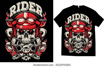 Rider skull biker tshirt design