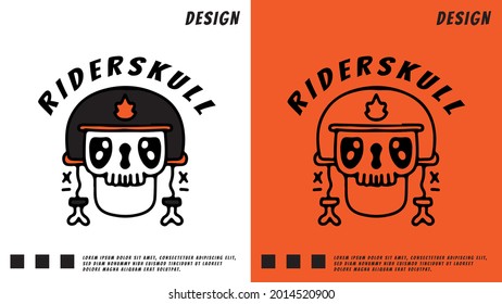 rider skull head cartoon. illustration for t shirt, poster, logo, sticker, or apparel merchandise.