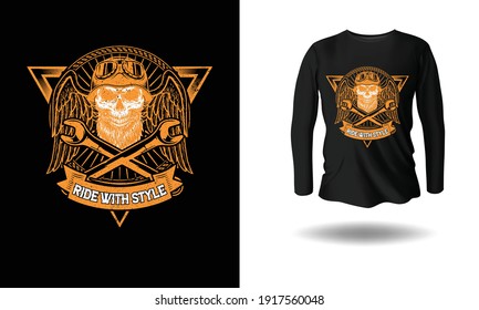 The rider with style skull t-shirt design.