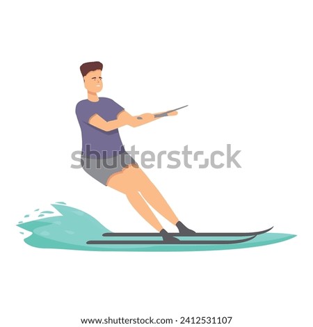 Rider surfer icon cartoon vector. Active water skiing. Pastime marine