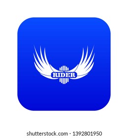 Rider wing icon blue vector isolated on white background