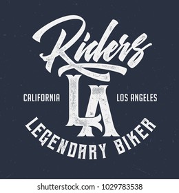 Riders LA California - Vintage Tee Design For Print