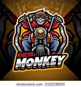 Riders monkey esport mascot logo design