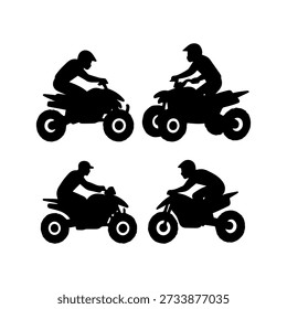 Riders on quad bikes and dirt bikes performing extreme sports