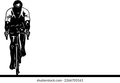 Rider's Perspective: An Abstract Front View of a Mountain Biker,  A Vector Silhouette of a Front-Facing Mountain Biker, 