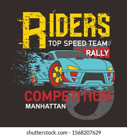 Riders super car vintage design for t-shirt printing