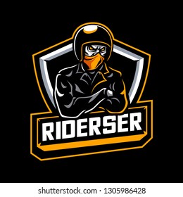 Riderser - Mascot & Esport logo All elements on this template are editable with adobe illustrator!