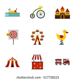Rides icons set. Flat illustration of 9 rides vector icons for web