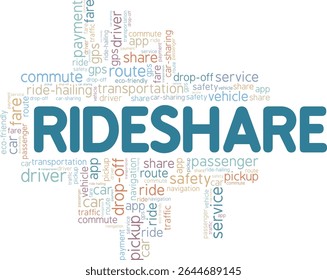 Rideshare word cloud conceptual design isolated on white background.