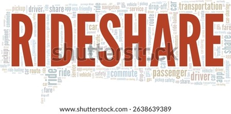 Rideshare word cloud conceptual design isolated on white background.