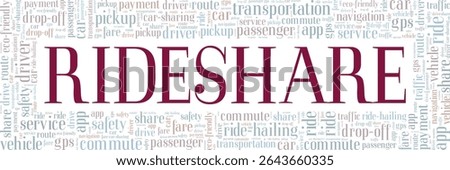 Rideshare word cloud conceptual design isolated on white background.