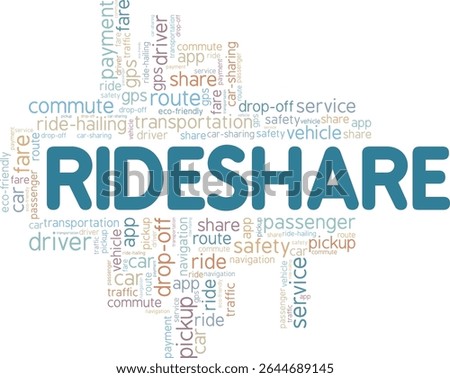 Rideshare word cloud conceptual design isolated on white background.