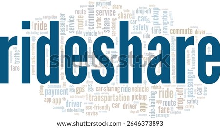 Rideshare word cloud conceptual design isolated on white background.