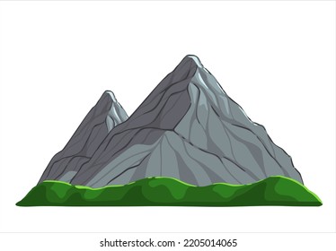 Ein Bergkamm auf weißem Hintergrund. Farbillustration.