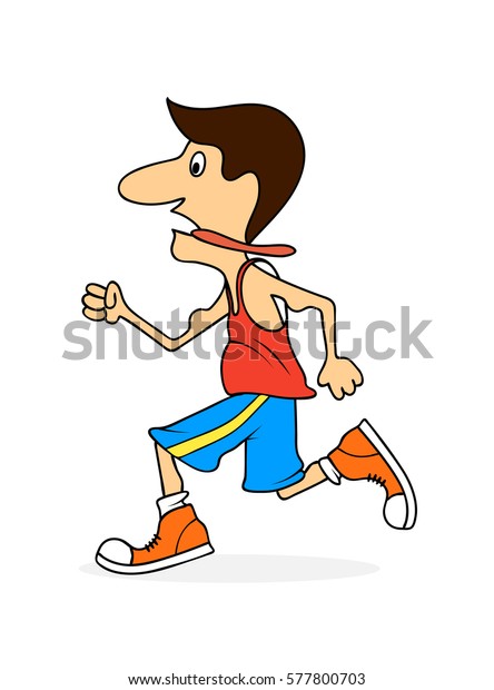 Ridiculous Caricature Man Running Marathon Vector Stock Vector (Royalty ...