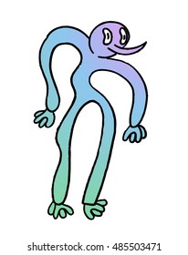 Ridiculous character. Linear illustration. Colorful art work. 