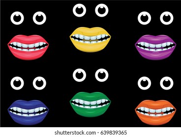 Ridiculous and cheerful faces in the dark 