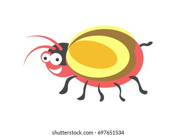 Rialroter Rundbug mit gelben Flügeln und kleinem Schwanz