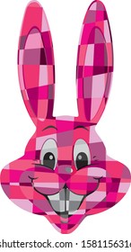 Ridiculously Colored Rabbit Collage Technique. Vector Mosaic Parts