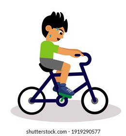 riding a bicycle cartoon character of vector illustration