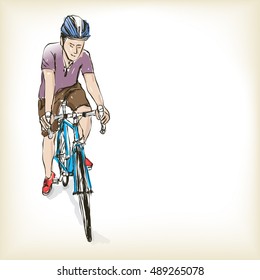 riding bicycle, free hand drawing, vector and illustration