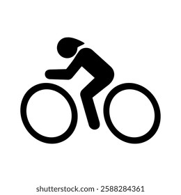 riding bicycle icon.cyclist symbol.bicyclist black silhouette. Flat vector illustration simple design.