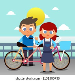 Riding Bicycle Illustration