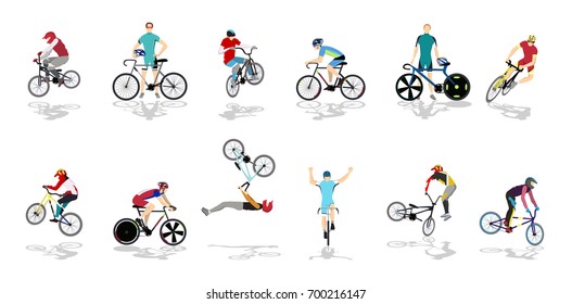 Riding bicycle illustration. Racing and championship. Bmx and mountains.