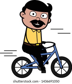 Riding a Bicycle - Indian Cartoon Man Father Vector Illustration