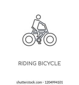 Riding Bicycle linear icon. Riding Bicycle concept stroke symbol design. Thin graphic elements vector illustration, outline pattern on a white background, eps 10.