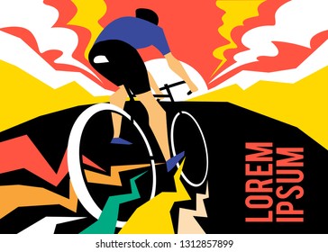 Riding bicycle mountain vector illustration