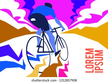 Riding bicycle mountain vector illustration