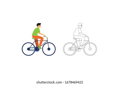 Riding A Bicycle Vector Object Illustration Bundle