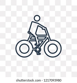 Riding Bicycle vector outline icon isolated on transparent background, high quality linear Riding Bicycle transparency concept can be used web and mobile