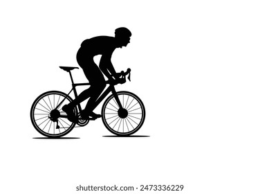 Riding a bicycle. Vector silhouettes