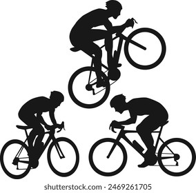 riding bike silhouette vector illustration