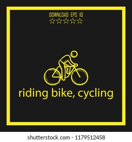riding bike sketch vector icon