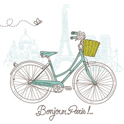 Riding A Bike In Style, Romantic Postcard From Paris