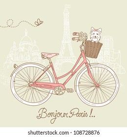 Riding a bike in style, Romantic postcard from Paris