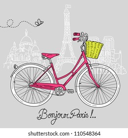 Riding a bike in style, Romantic postcard from Paris