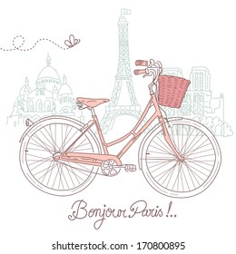 Riding a bike in style, Romantic postcard from Paris 