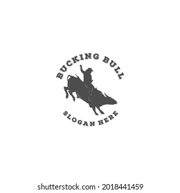 riding bucking bronco in rodeo wild west logo template in white background